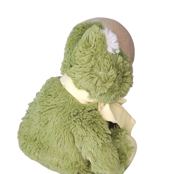 Animal Adventure‎ Green Frog Plush Stuffed Animal Yellow Gingham Bow 11" 2012 - Picture 5 of 10